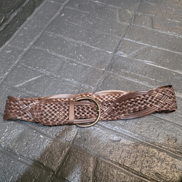 Brown Braided Woven Boho Belt Size Medium Bonded Leather - Picture 7 of 8